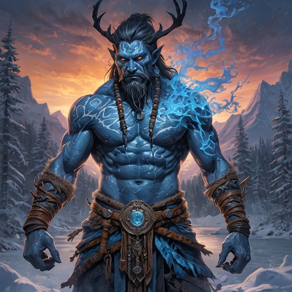 Winter Shaman Digital Painting in Manga Style