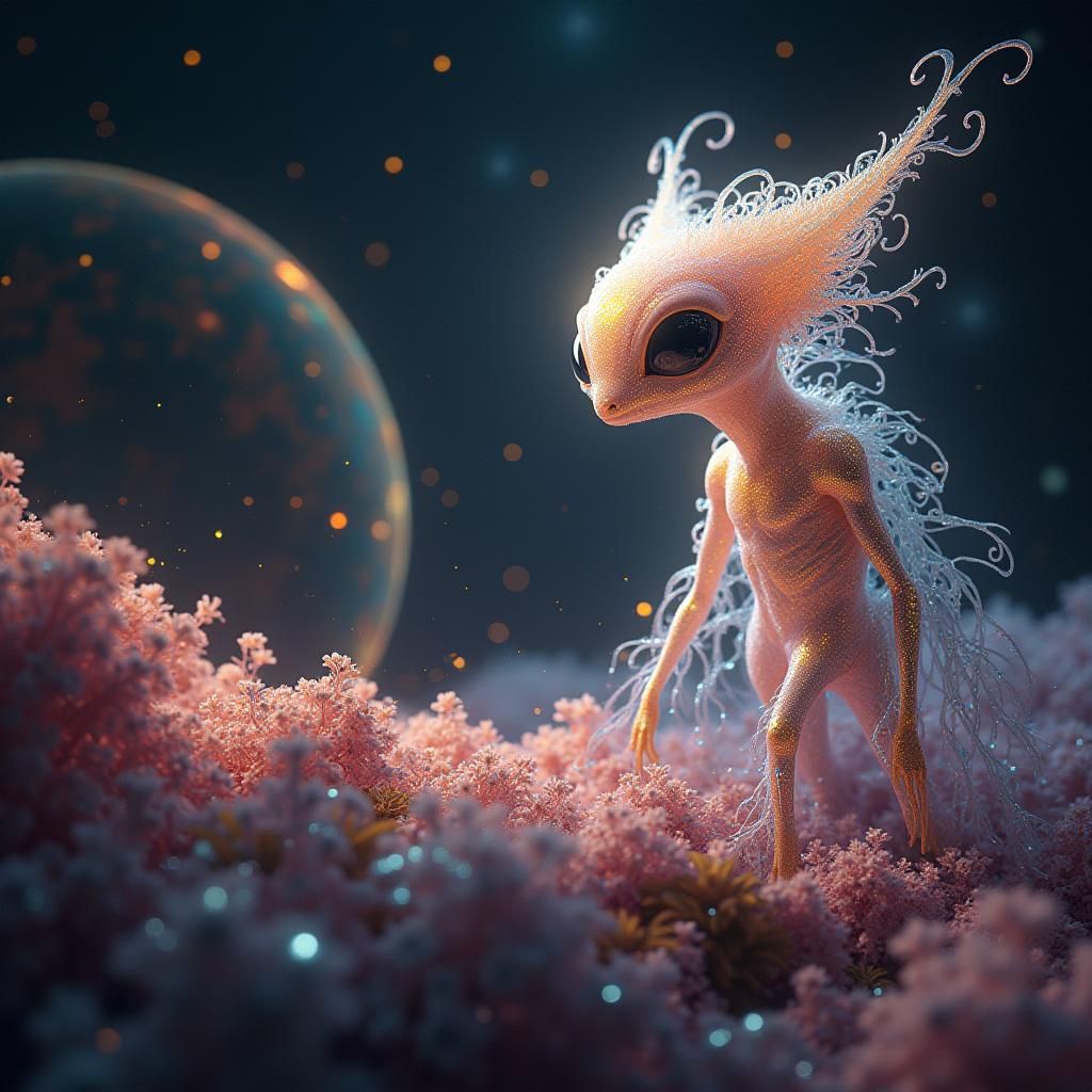 Iridescent Alien Observes a Magical World