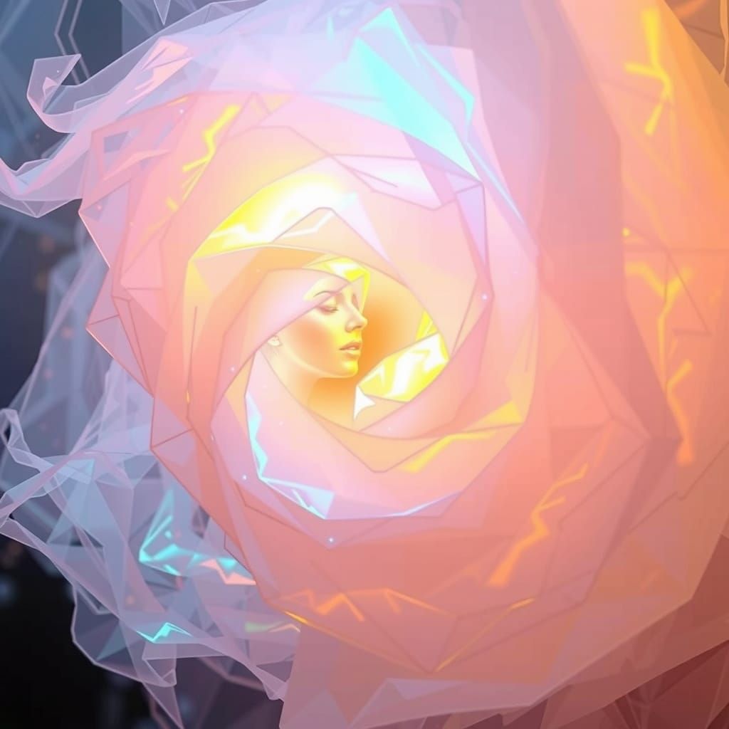 Cyberpunk Guitarist in Iridescent Spectral Cloud