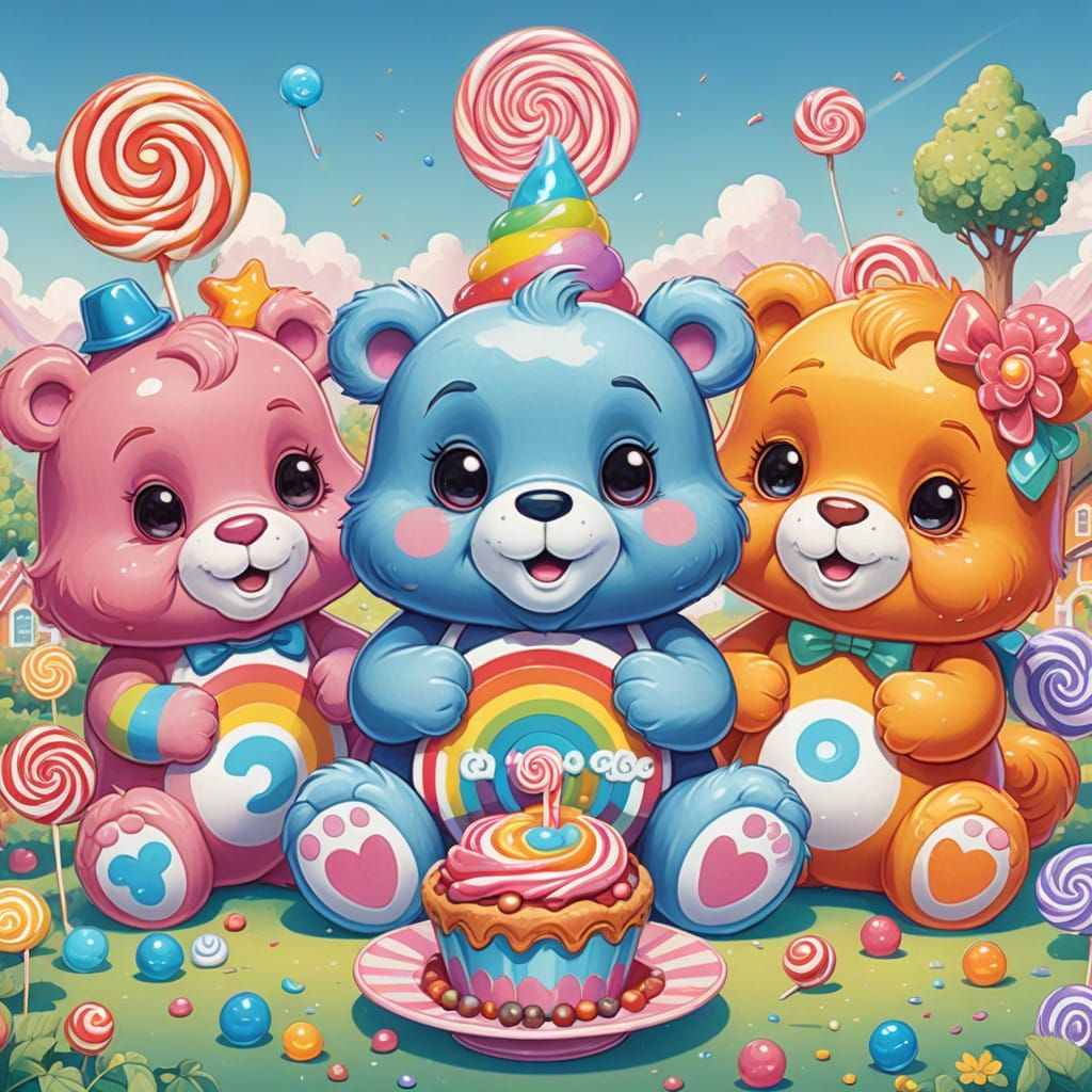 Care Bears in Whimsical Candyland Wonderland