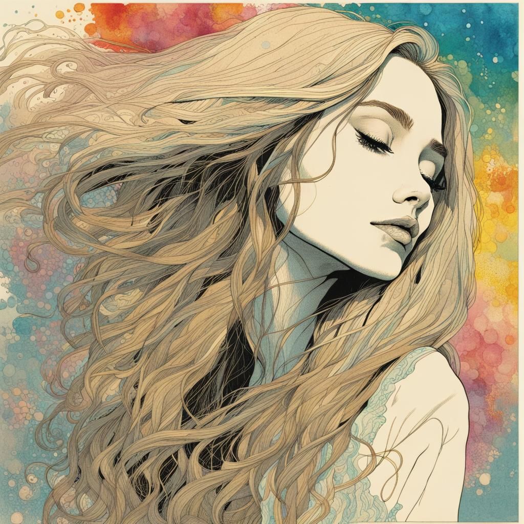 Rapunzel Portrait in Engraving Style