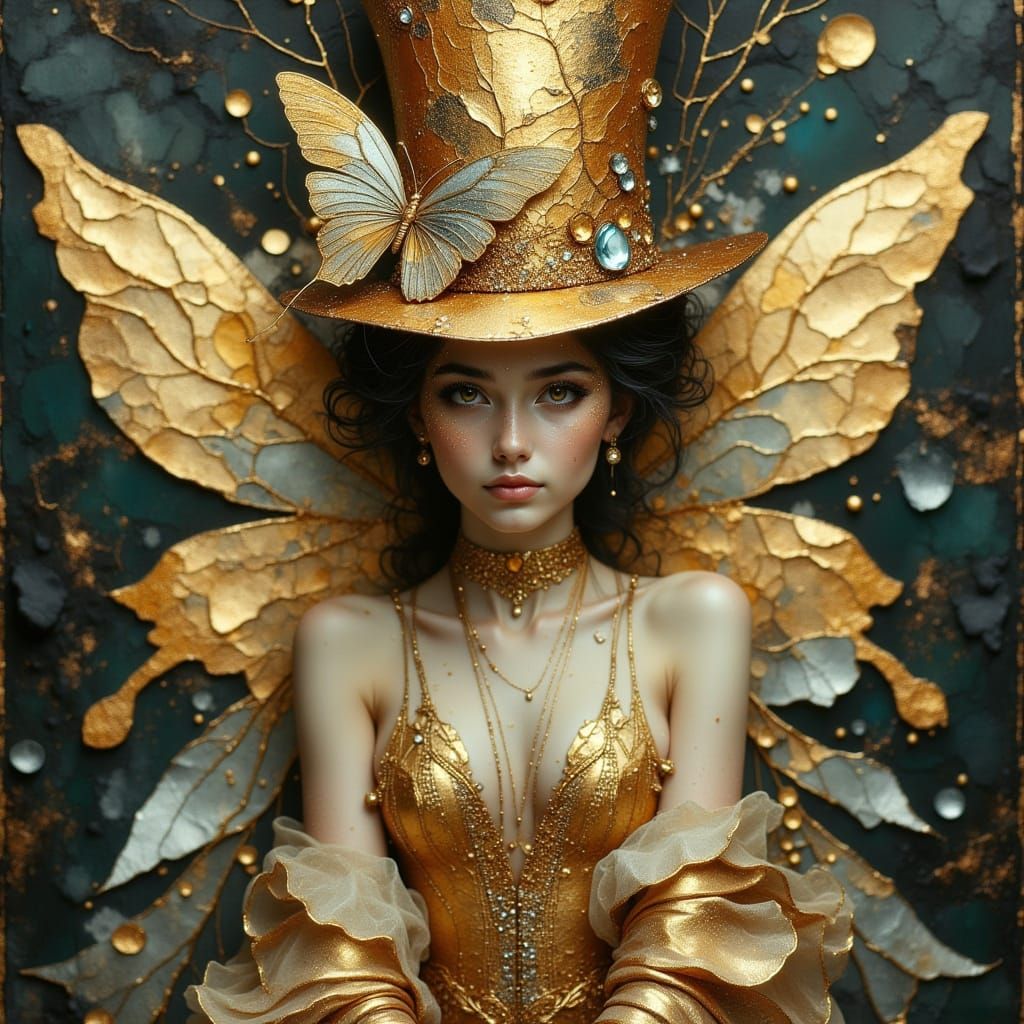 Butterfly Fairy in Dripping Gold Hat