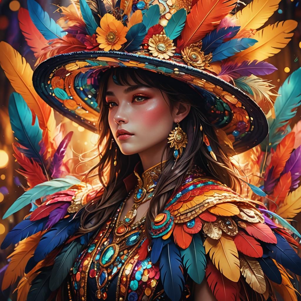 Fantasy Portrait with Oversized Feathered Hat