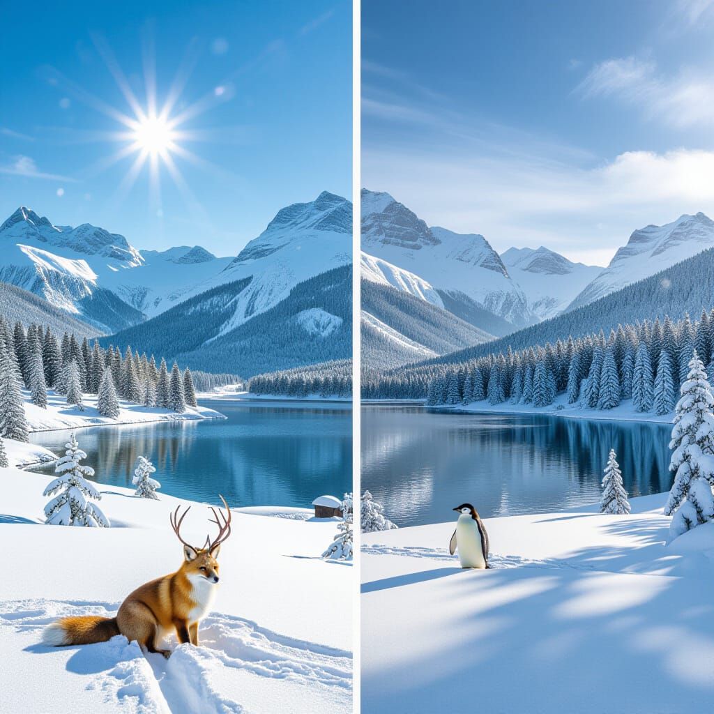 Nature's Opposites: Sun and Snow Harmony