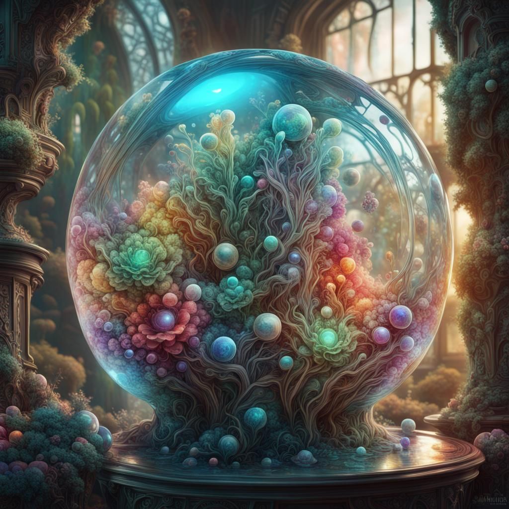 Magical Plant with Portal Bubbles: Fantasycore Artwork