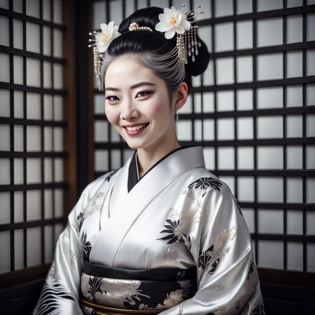 Hyperrealistic Shironuri Empress Portrait in Kimono