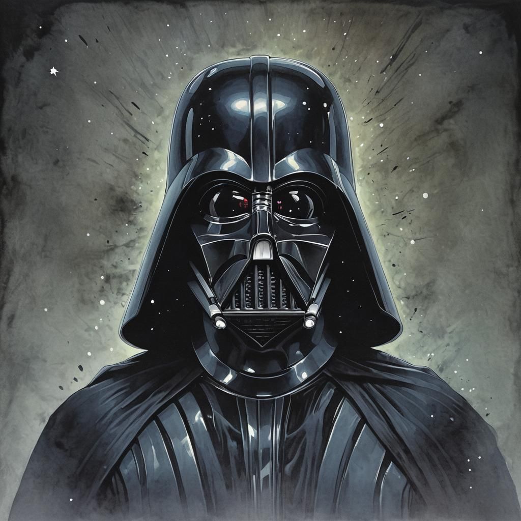 Darth Vader Portrait in Tim Burton Fantasy Style