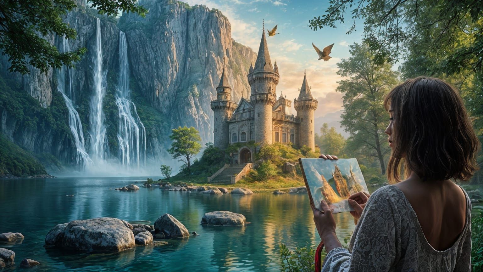 Artist Unlocks Fantasy World With Glowing Castle Painting