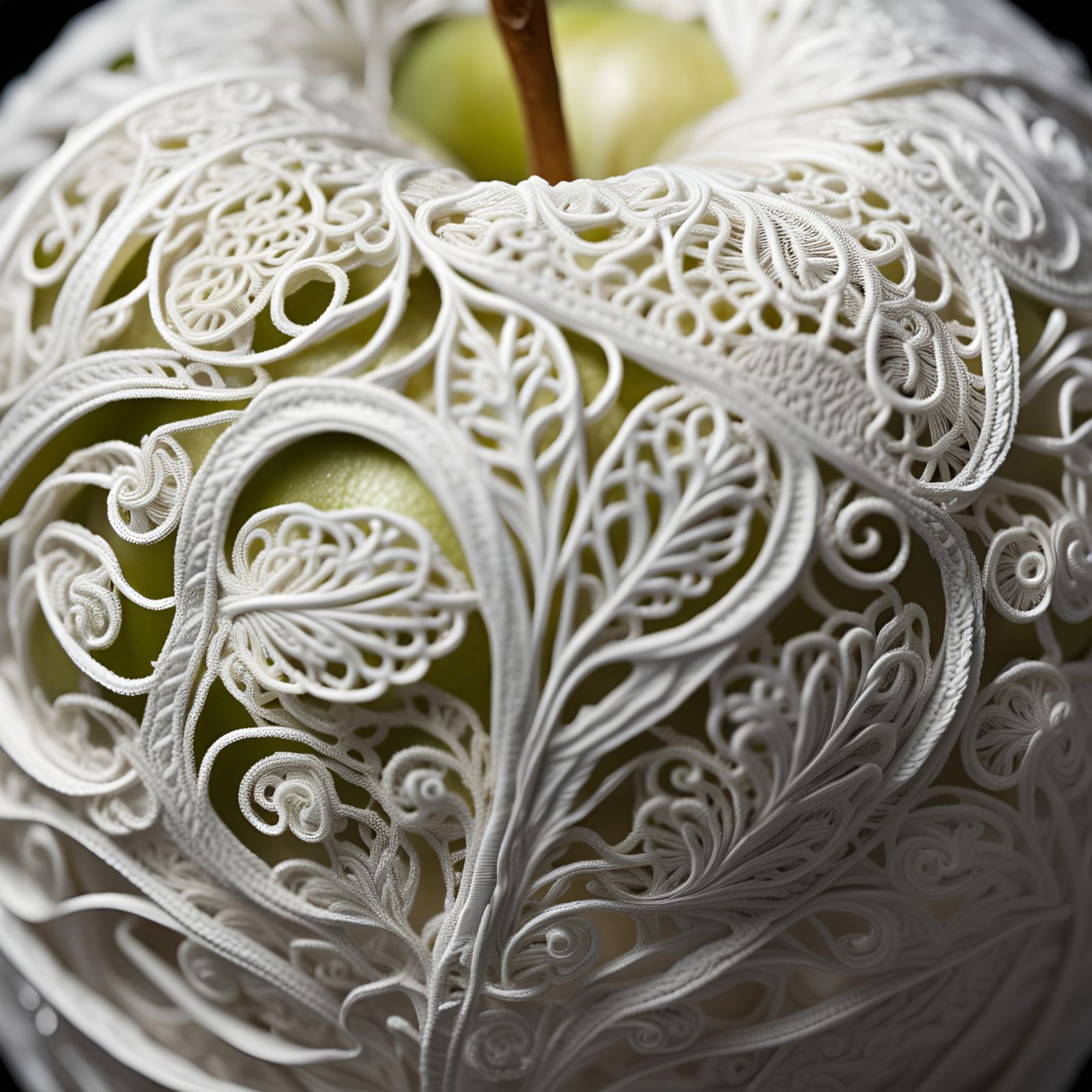 Macro Apple with Woven Lace Filigree