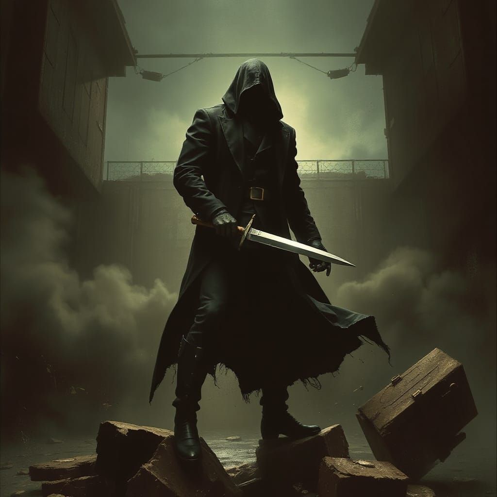 Noir Figure with Sharp Object