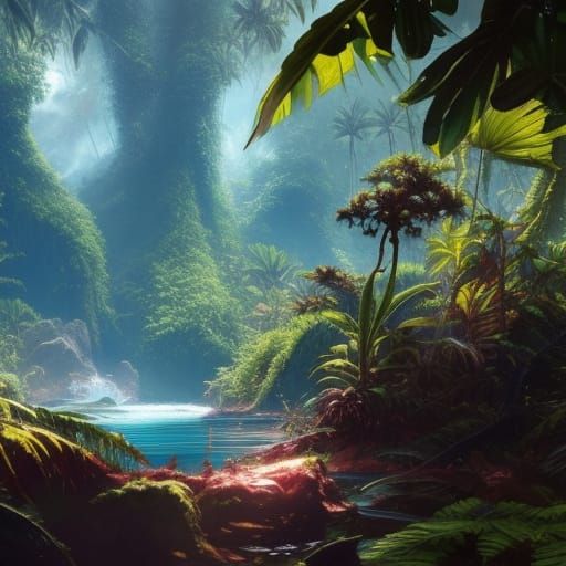 Lush Elven Jungle Meets Turquoise Sea