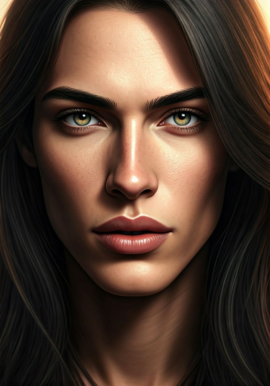 Striking Androgynous Portrait in Golden Hour Light