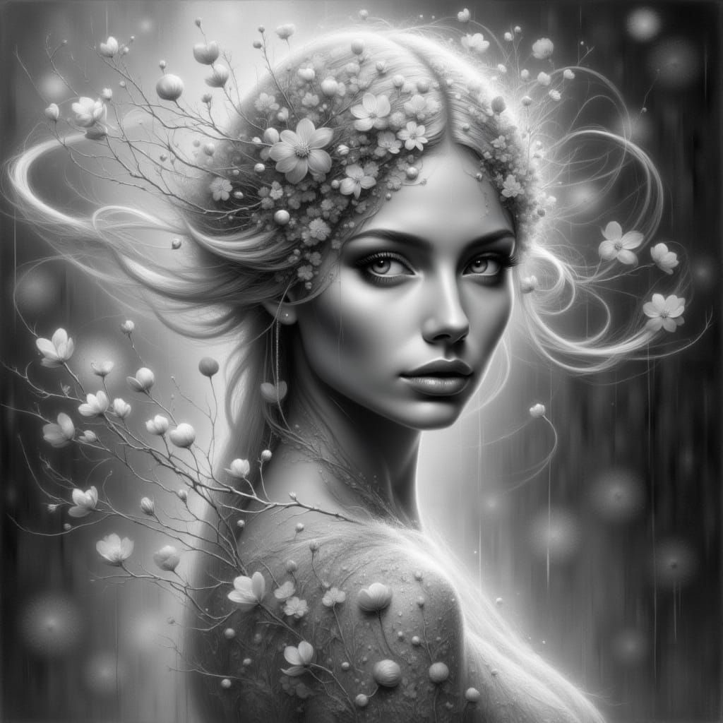 Ethereal Woman Portrait in Misty Forest