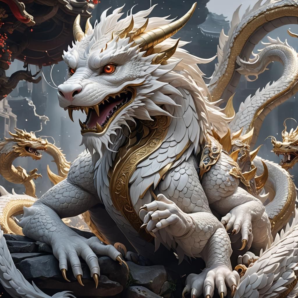 Chinese Dragon Falcor in 3D Anime Style