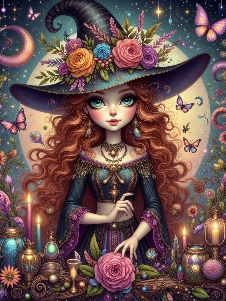 Whimsical Punk Bohemian Witch in Dreamscape Ambiance