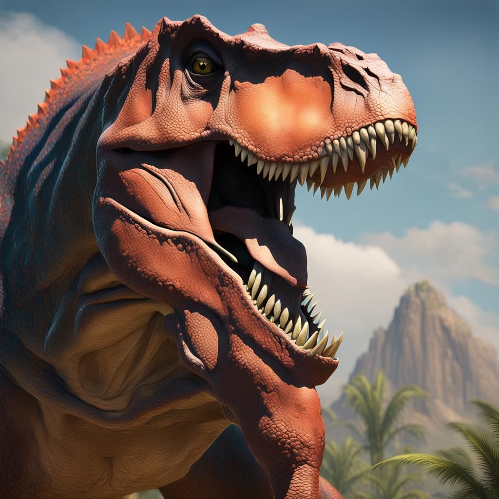 Tyrannosaurus Rex Portrait in Hyperdetailed Concept Art