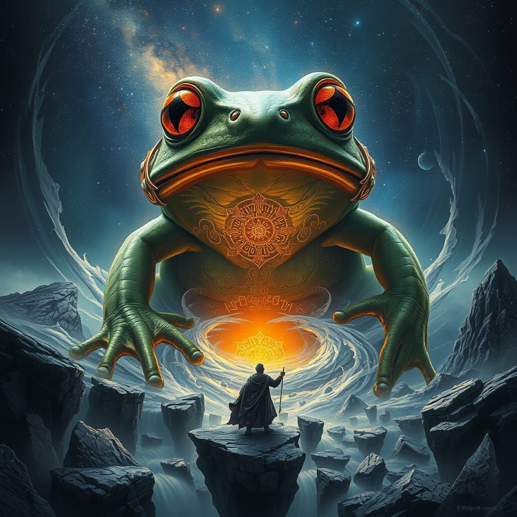 Ancient Cosmic Frog Emerges From Stardust Vortex