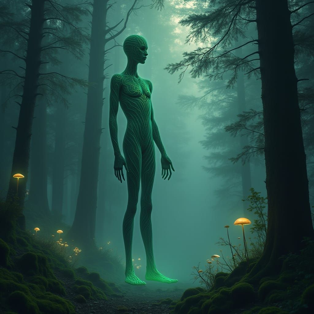 Ethereal Forest Spirit in a Surrealistic Landscape