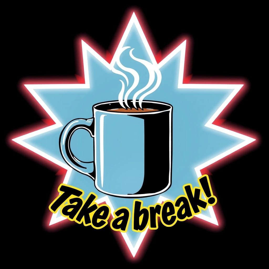 Neon Pop Art Coffee Break Poster