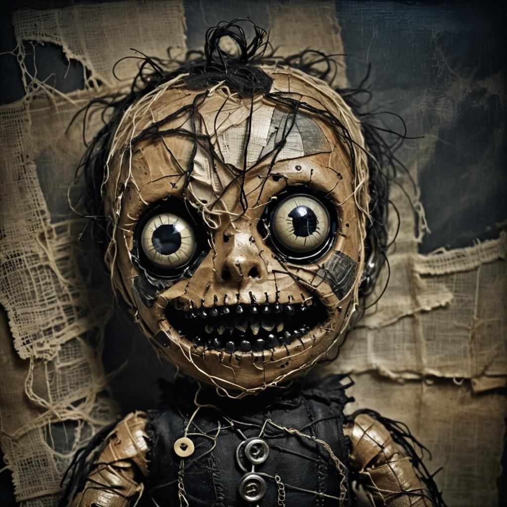 Haunting Voodoo Doll in Dark Surrealism Style