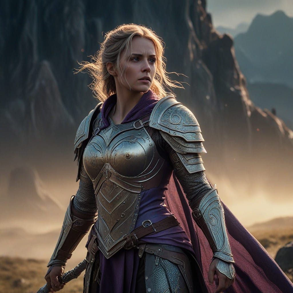 A Warrior Goddess Stands Ready on Middle Earth's Foggy Shore...