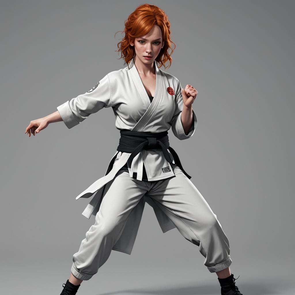 Redhead Martial Artist in Anime Style