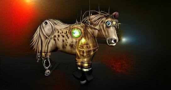 Steampunk Laser Horse in Hyperrealistic Surrealism
