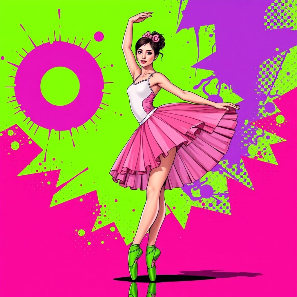 Ballerina in Pop Art Style with Vibrant Colors
