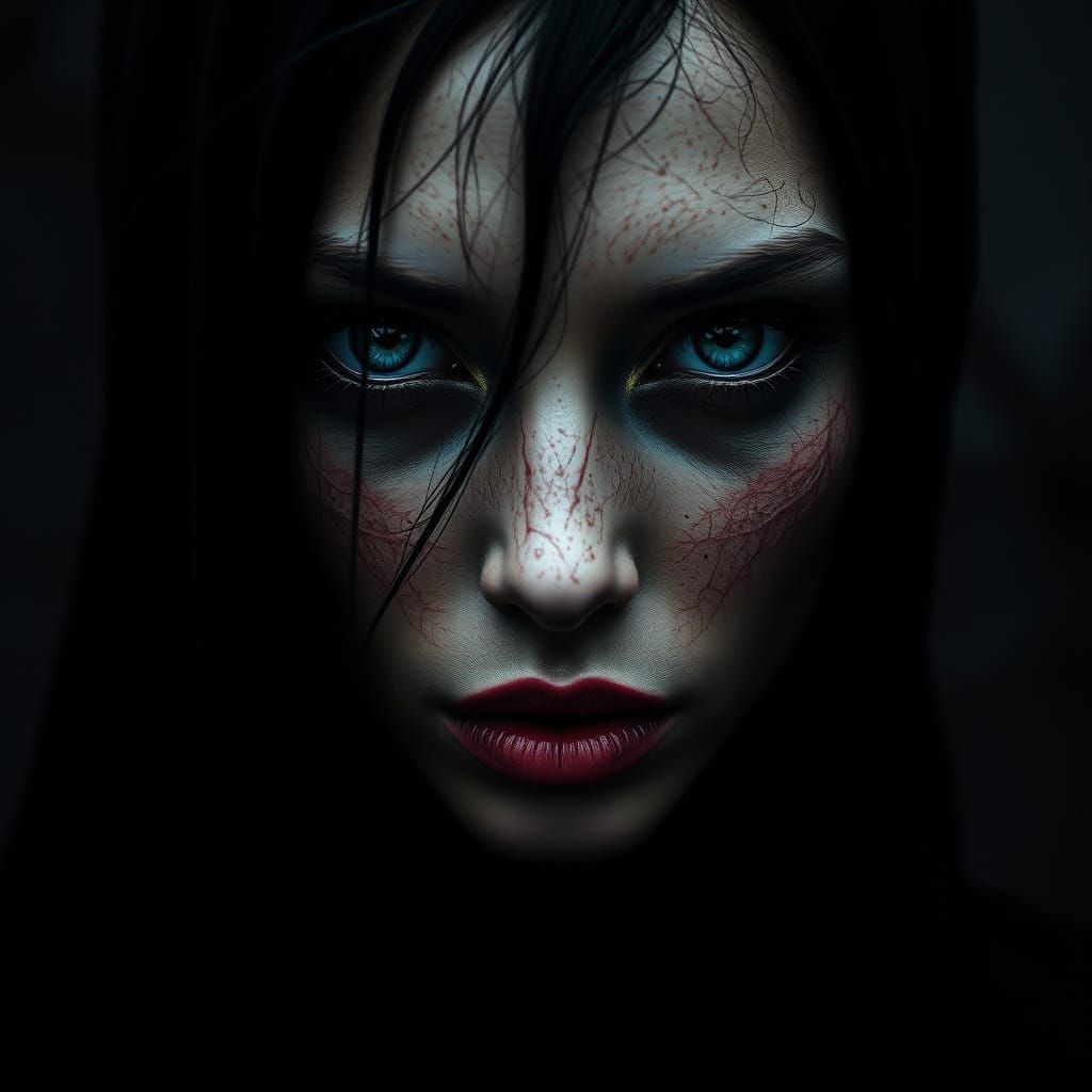 Surreal Portrait of a Mysterious Woman in Dark Fantasy Style