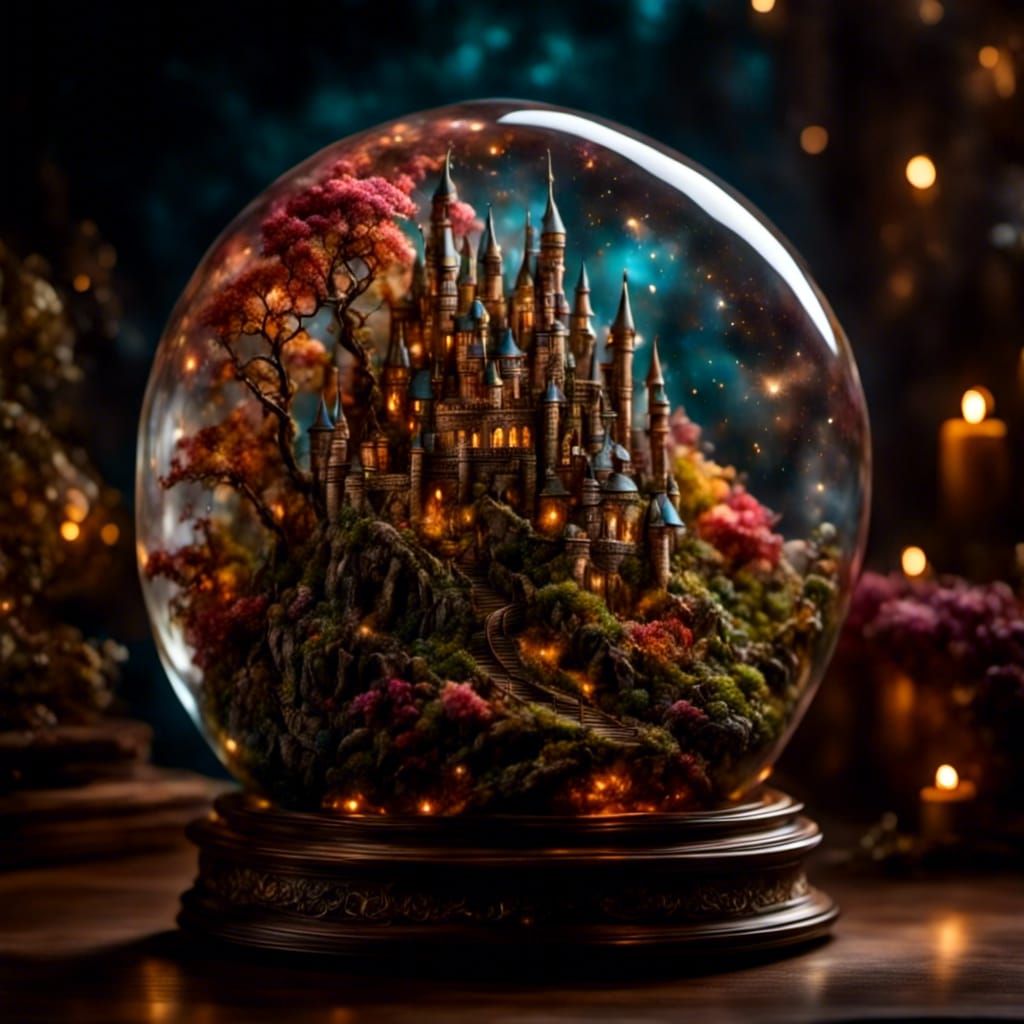 Castle in Glass Orb: Neoromantic Concept Art