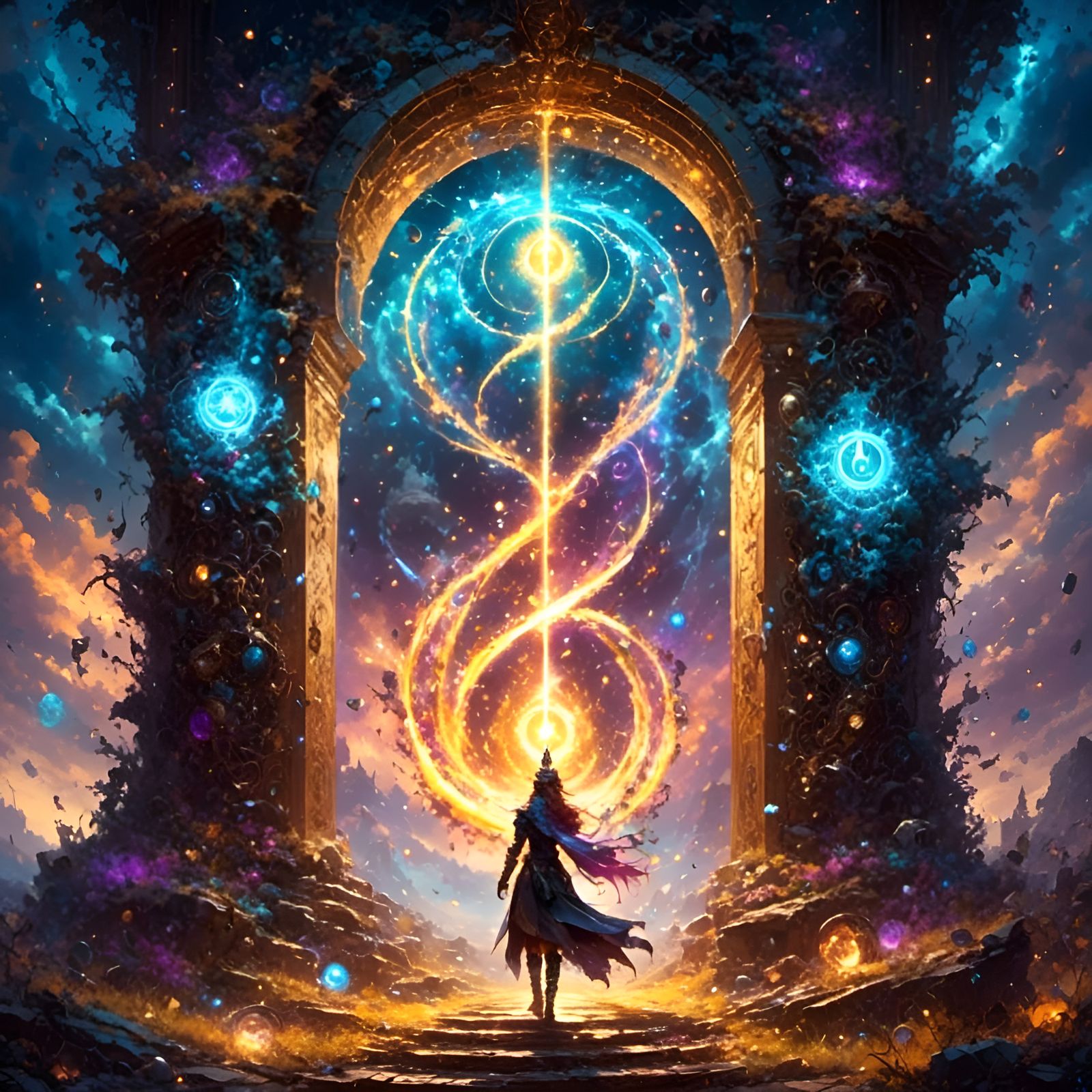 Glowing Runes Portal in Ancient Vortex