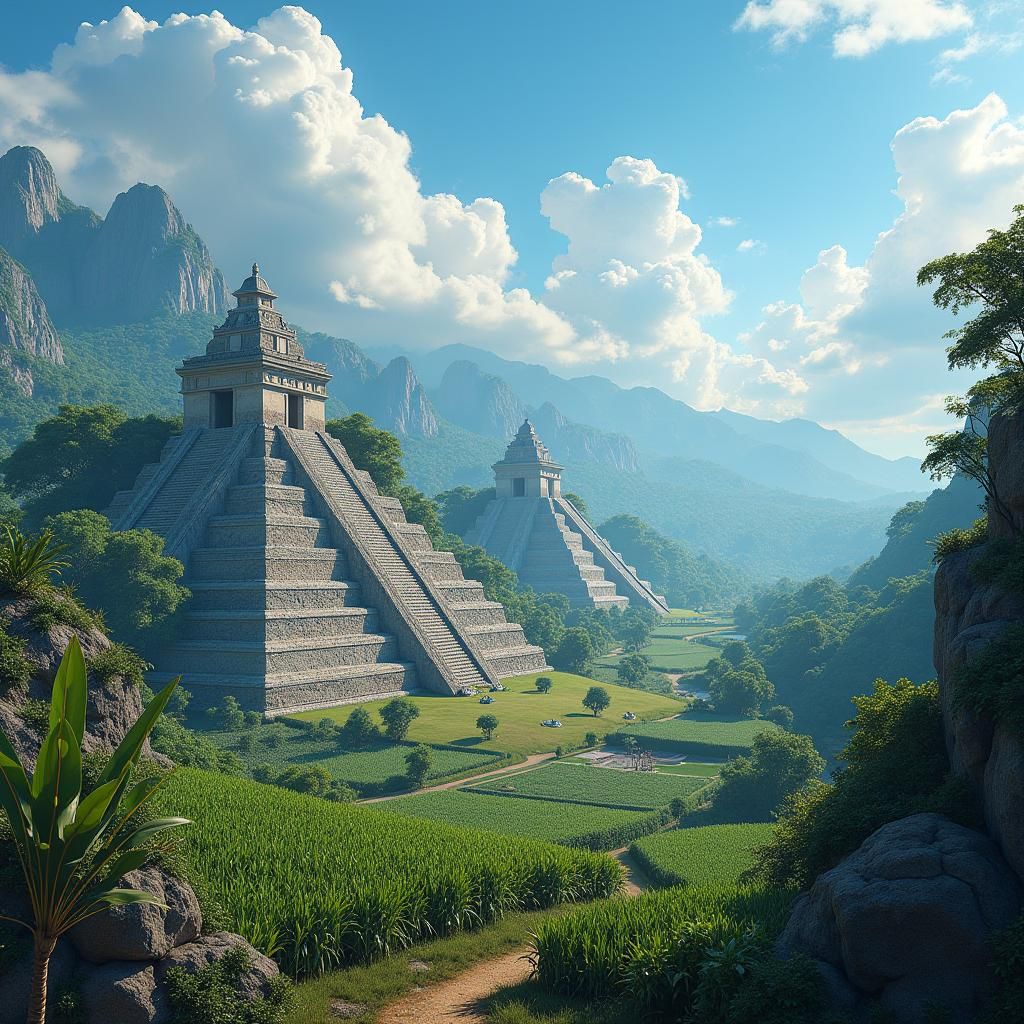 Mesoamerican Agricultural Landscape in Fantasy Art Style