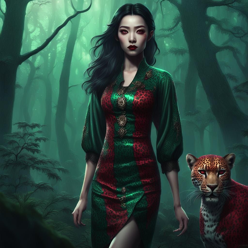 Chinese Vampire in Forest: Fantasy Concept Art