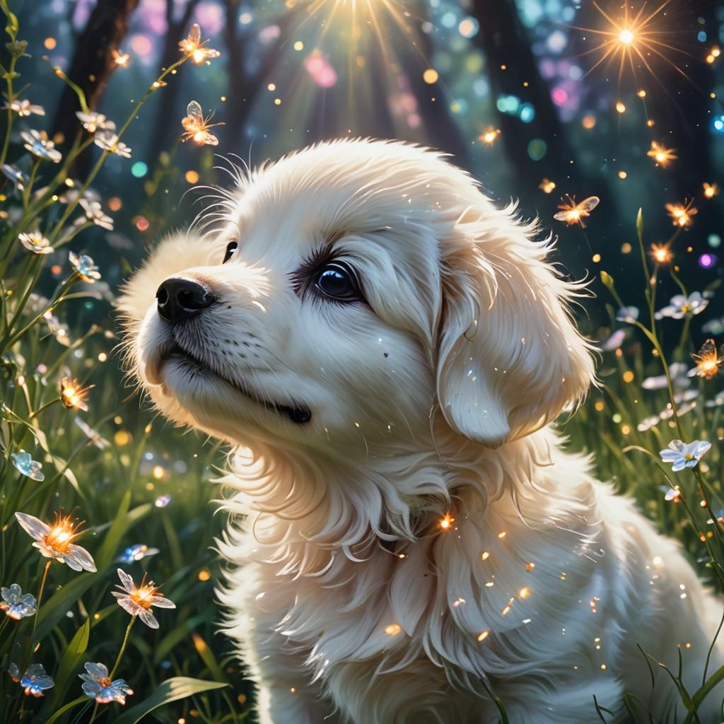 Sparkly Puppy Nose Boop in Enchanted Meadow