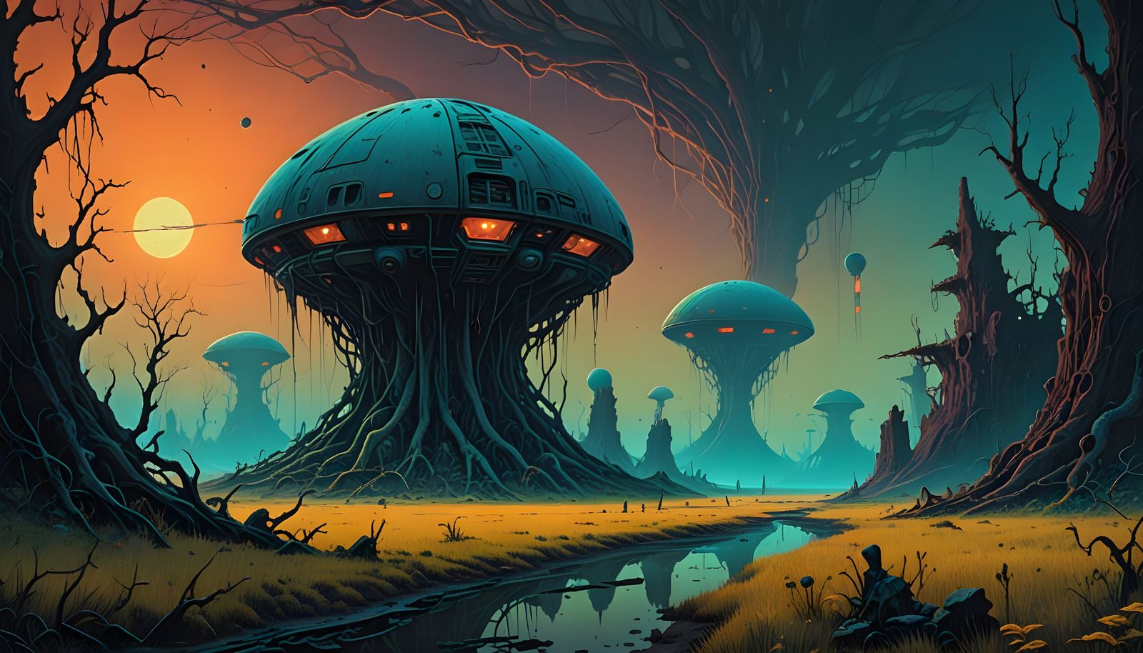 Surreal Alien World in Futuristic Architecture Style