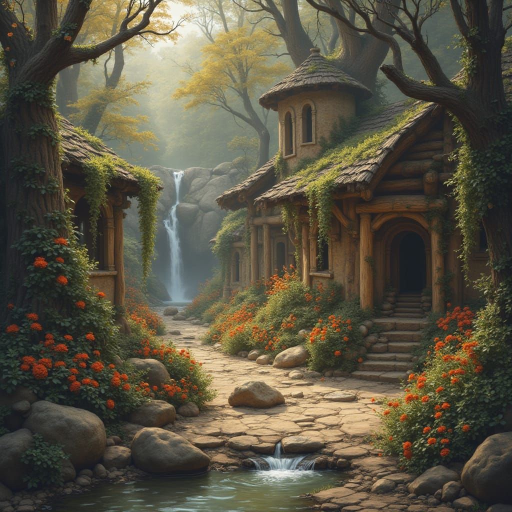 Surreal Countryside Farm Overwhelmed by Blooms in Pastel Pal...