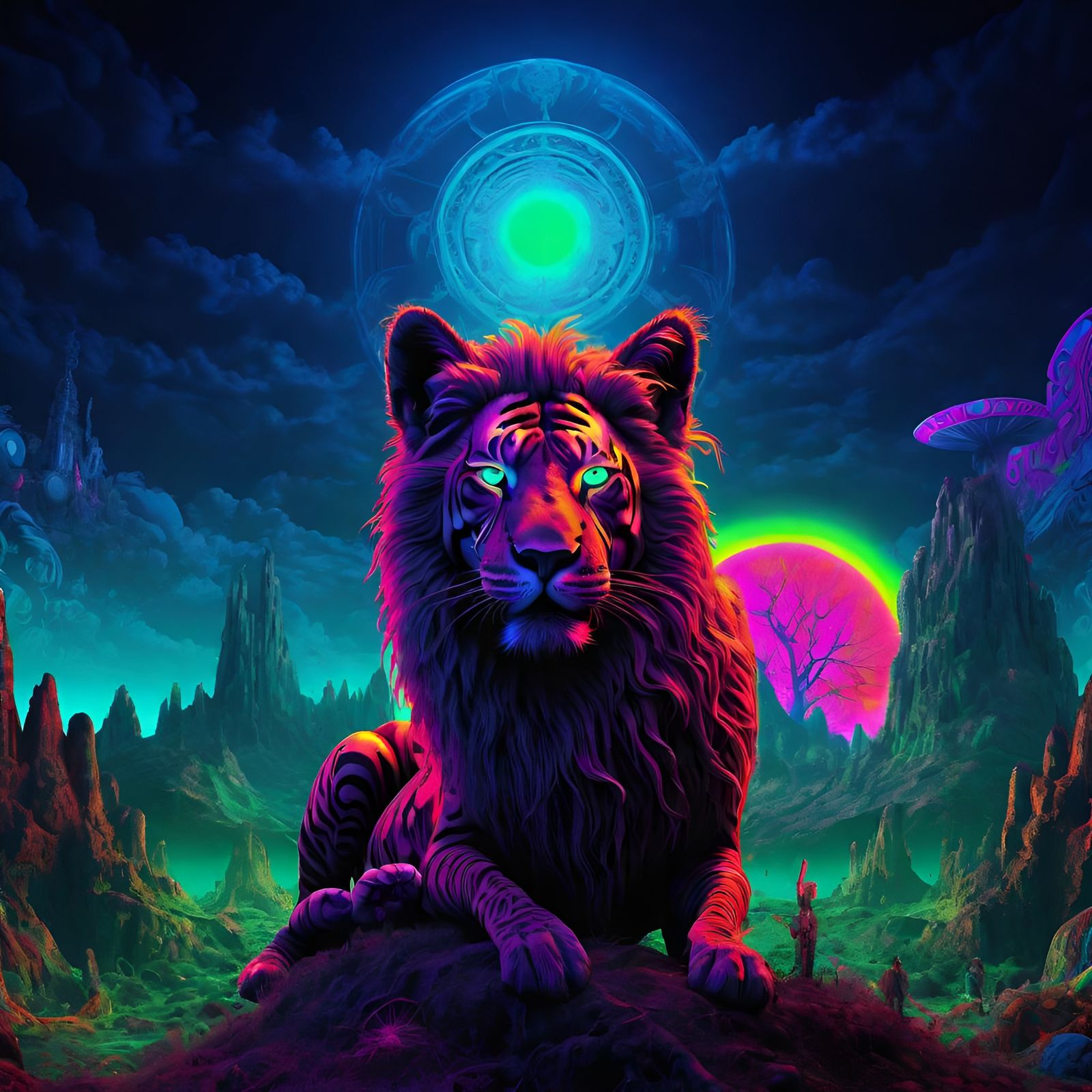 Psychedelic Fluorescent Posters in Underground Comix Style