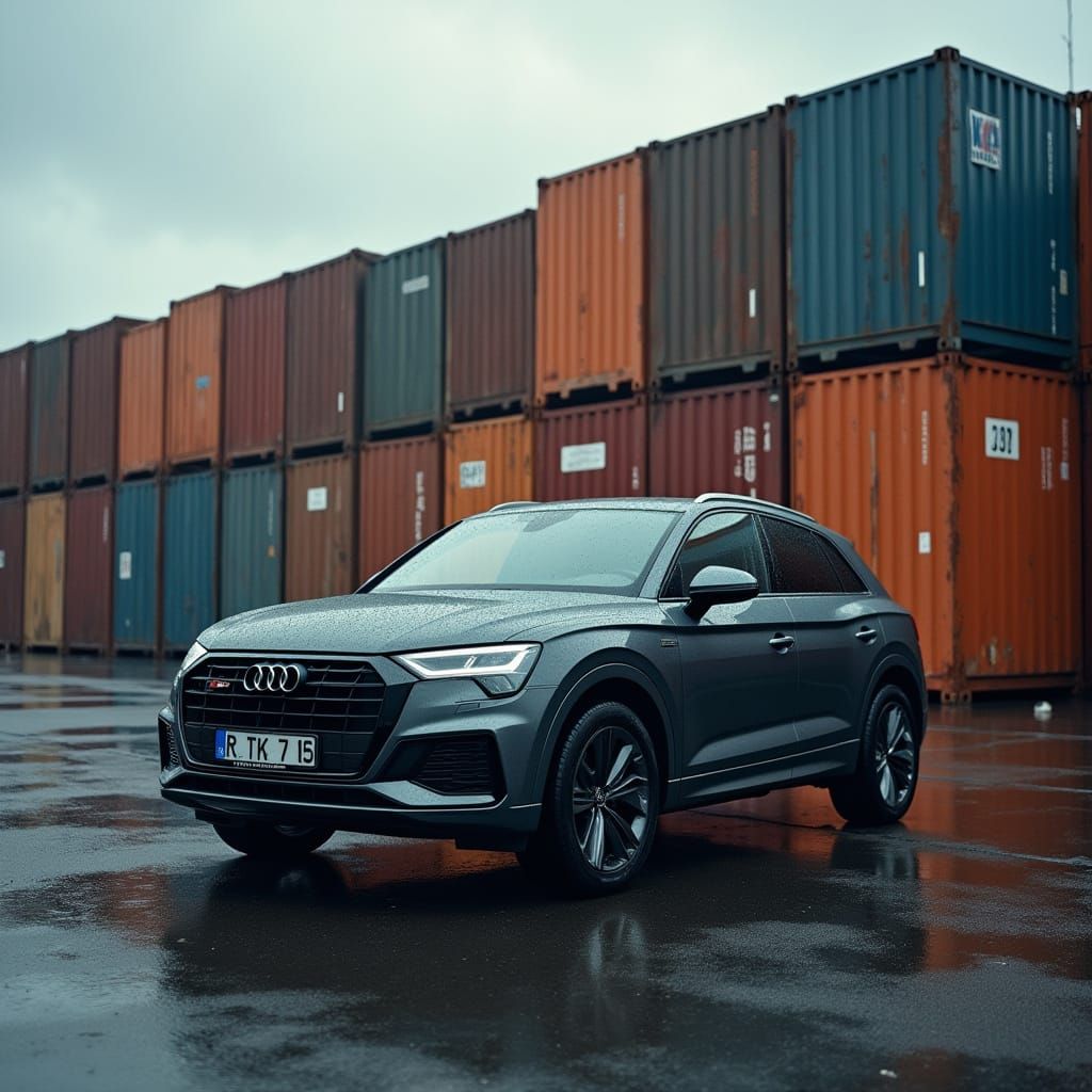 Luxury SUV Parked Before Epic Industrial Landscape