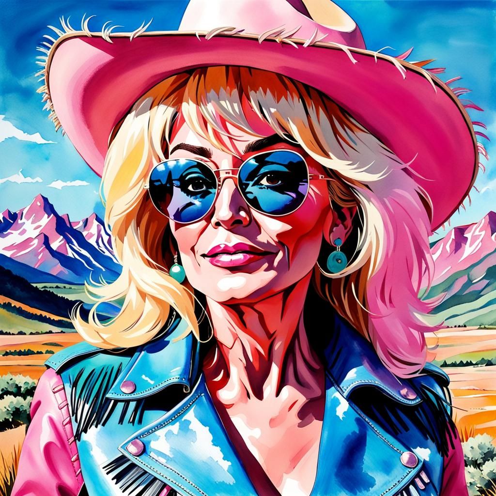 Dolly Parton Pop Art Watercolor Portrait
