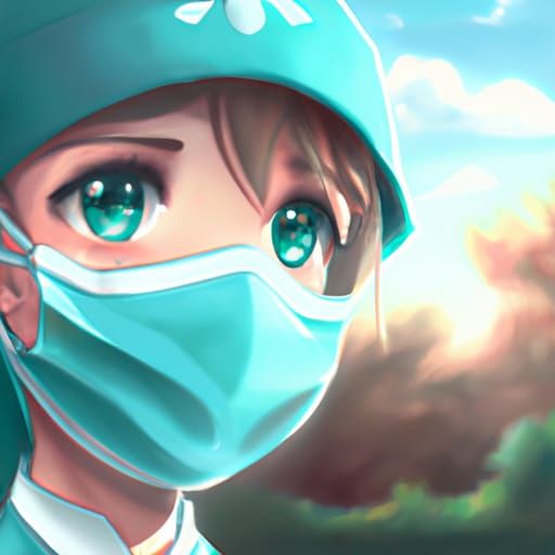 Surgical Nurse Illustration in Studio Ghibli Style