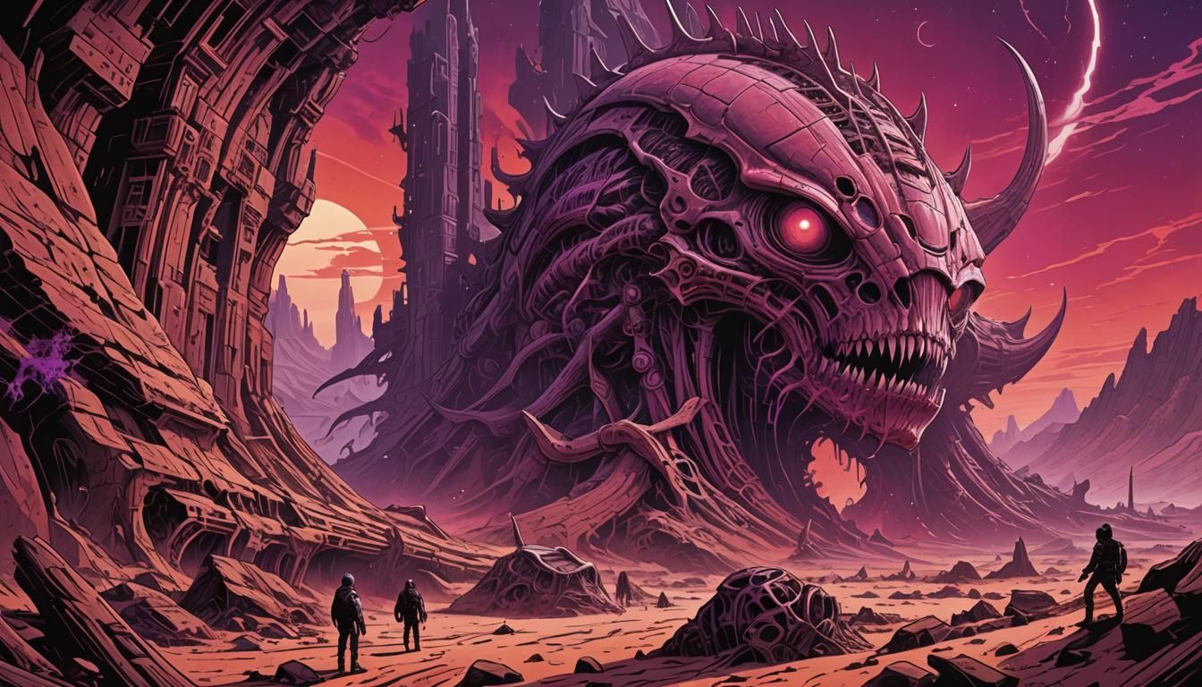 Retro Sci-Fi Comic Art of Martian Ruins