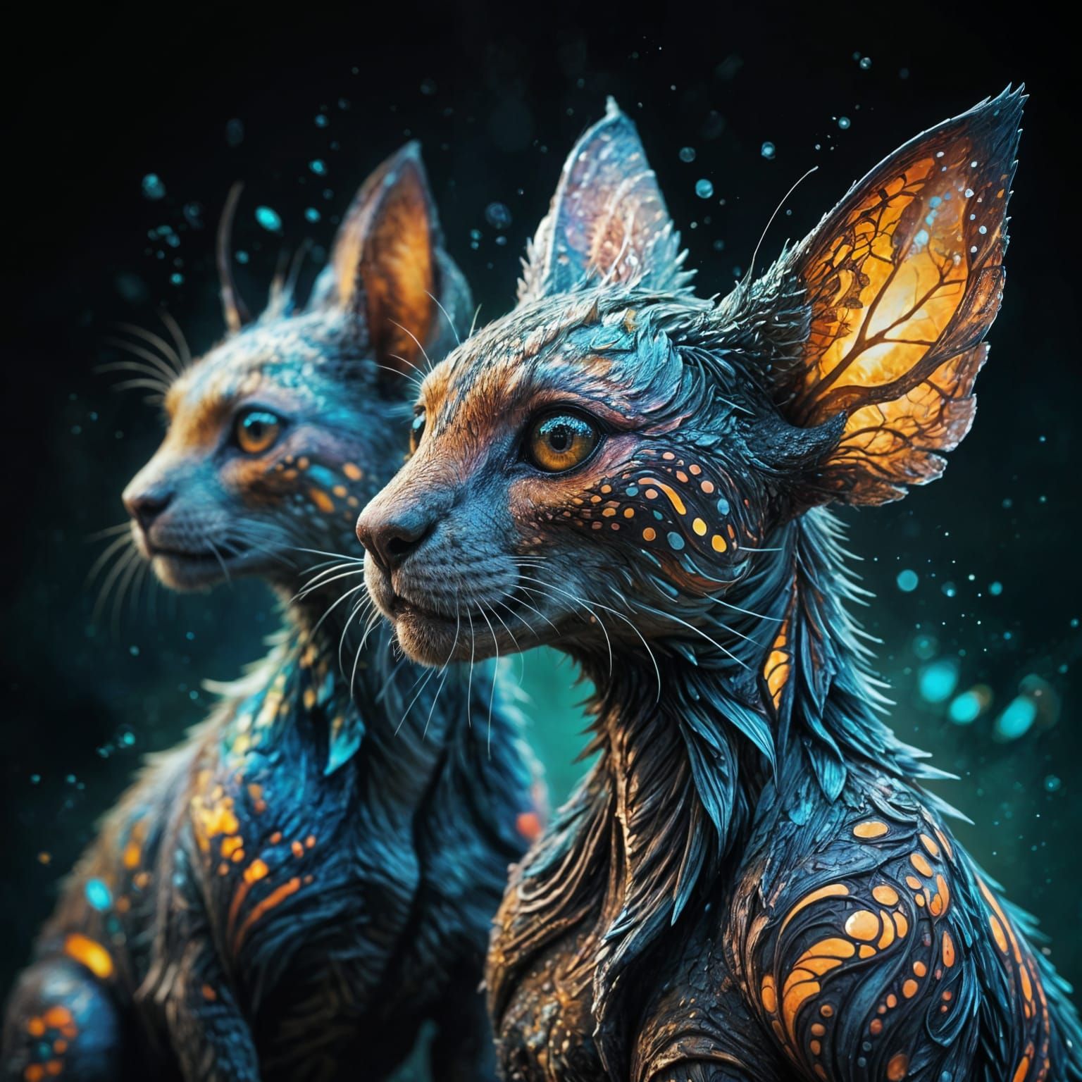 Hyperrealistic Double Exposure of Tiny Creatures in Vibrant,...