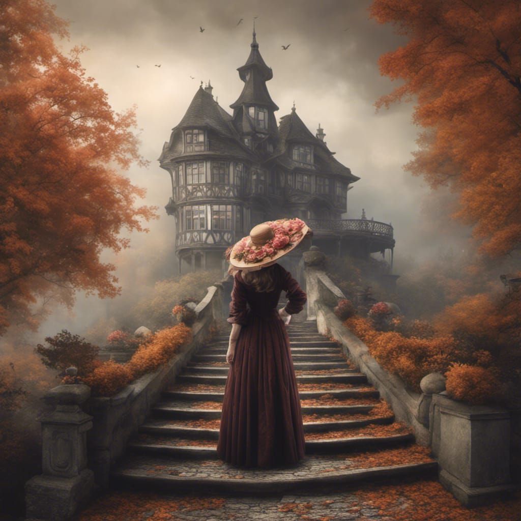 Baroque Art: Lady with Hat in Autumn Mist