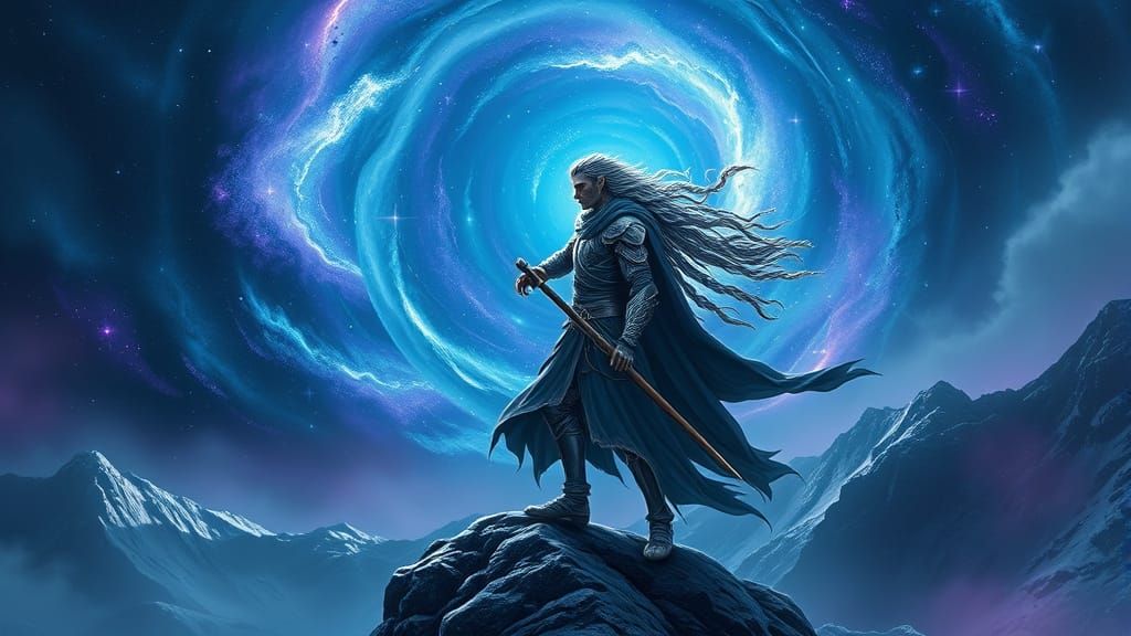 Epic Elf Warrior on Windswept Peak