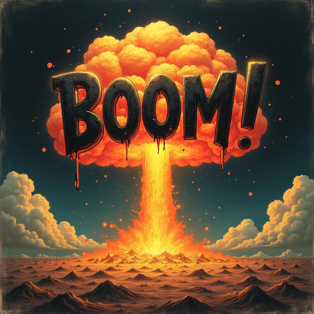 Mushroom Cloud Explosion in Dystopian Style