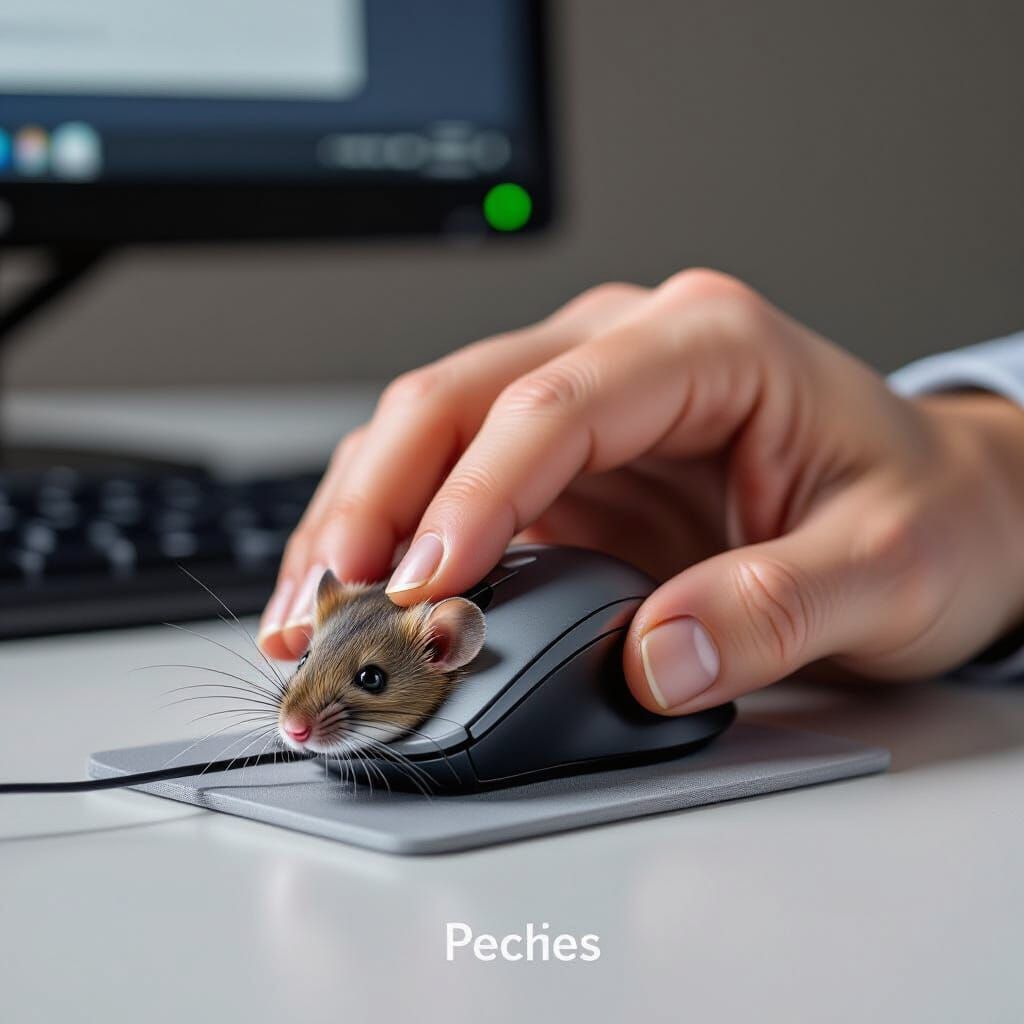 Surreal Photo: Hand Controls Live Mouse as Computer Input