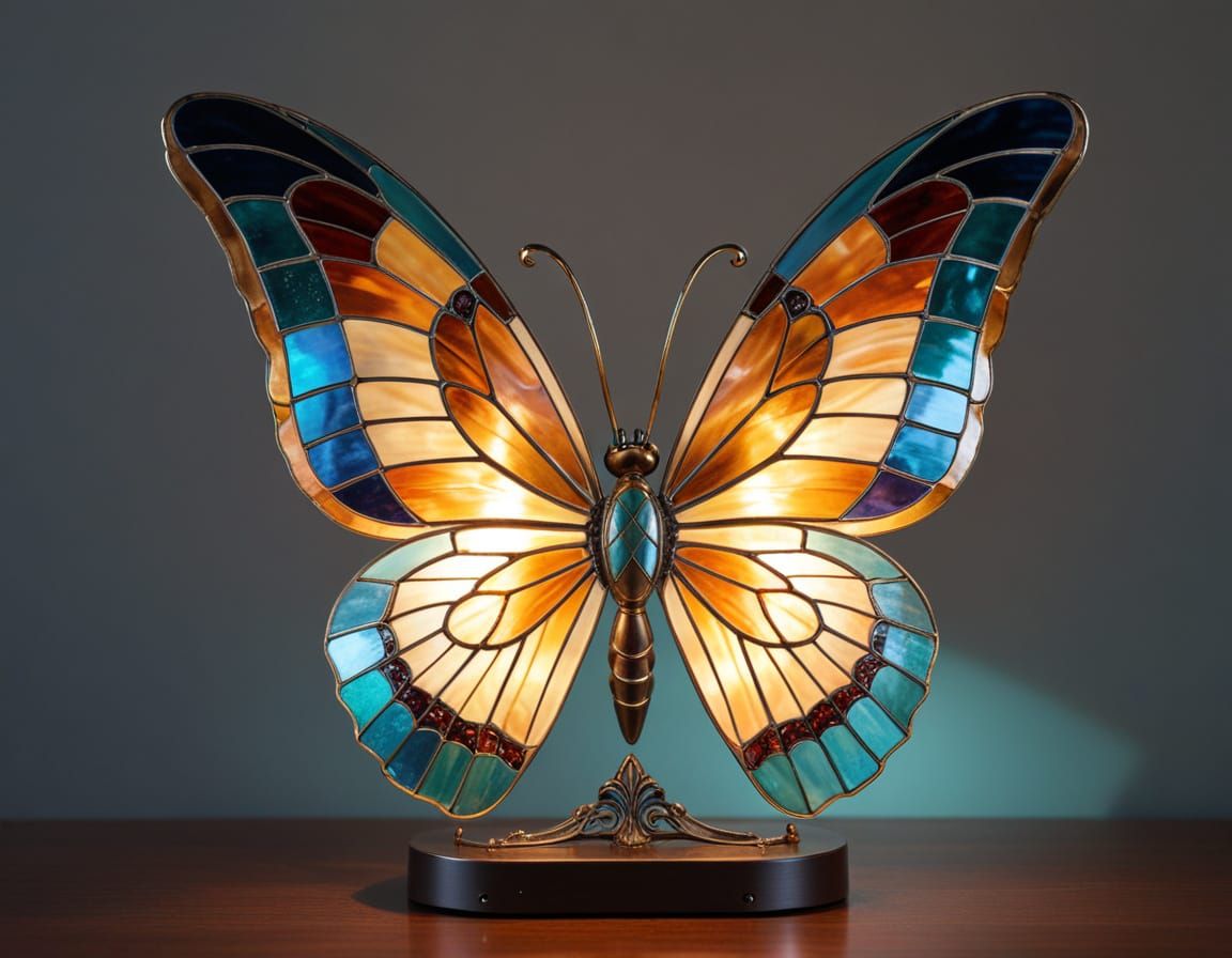 Art Deco Butterfly on Tiffany Lamp