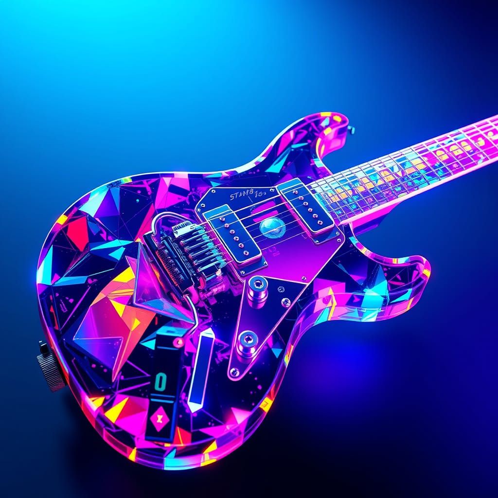 Electric Guitar in Vibrant Cyberpunk Style