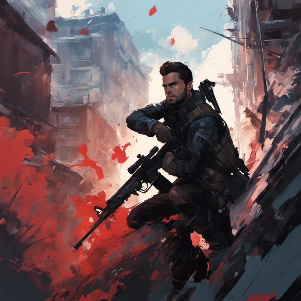 Bucky Barnes Action Pose Anime Still