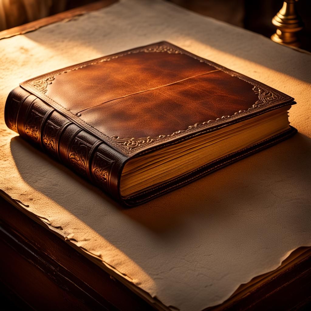 Photorealistic Journal on Bedside Table in Golden Hour